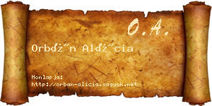 Orbán Alícia névjegykártya